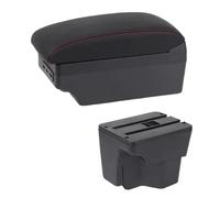 SPAMFAFGHQ Bracciolo Centrale Auto Per Kia Rio 3 2011-2016 Scatola Interni Ricambi Auto Poggia Braccio In Pelle Console Centrale Vano USB(E1 Linea Rossa)