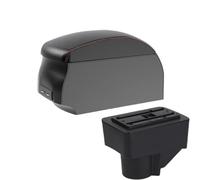 SPAMFAFGHQ Per F&ord Per Fiesta 3 2011 2012 2013-2018 Bracciolo Auto Scatola Di Immagazzinaggio Auto Accessori Interni Con USB(A1 Black Red single)