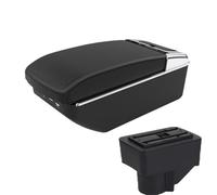 SPAMFAFGHQ Per F&ord Per Fiesta Per Fiesta 3 2011 2012 2013-2018 Bracciolo Auto Scatola Di Archiviazione Accessori Auto Pelle PU(A2 Black line7 USB)