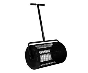 Spandiconcime a rullo 66cm per torba terriccio semina concime giardino prato Maniglia a T estensibile 80L Capacità cesto in acciaio Nero a rete gabbia chiusa Guanti leggeri GRATUITI