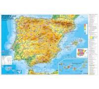 Spanien und Portugal physisch Poster mit UNESCO Welterbestätten und Nationalparks NEUE AUFLAGE: Wandkarte - Poster