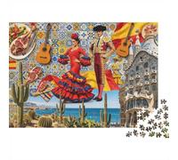 Spanish Flamenco Puzzle for Adults 1000Pc Recyclable Gaudi Architecture Senior Puzzles Impossibile, duro e difficile Stimolante Allevia la demenza senile Activity 70x50cm/1000pcs