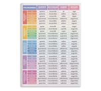 Spanish Grammar Chart 24 Irregular Verbs Conjugation and Tenses Educational Poster for Students Classroom Homeschool Decor(Unframed,08x12inch(20x30cm))