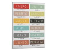 Spanish Months Poster English Translation Classroom Art | Accelerate bilingual learning with this visual poster that makes calendar vocabulary easy to(Unframed,12x18inch(30x45cm))
