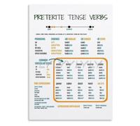 Spanish Past Tense Study Guide Tin Sign 8x12 Inch | Includes ser ir dar ver hacer and stem changing preterite patterns