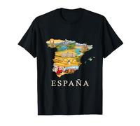 Spanish Roots Mappa - Barcellona Madrid Siviglia Spagna Souvenir Maglietta