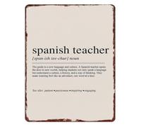 Spanish Teacher Dictionary Definition Vintage Distressed Metal Sign Foreign Language Educator Decor For Desk Area 8 X 12 inch