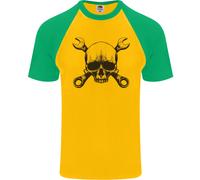 Spanner Skull Meccanico Auto Biker Moto Uomo S/S Maglietta Baseball