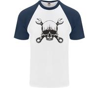 Spanner Skull Meccanico Auto Biker Moto Uomo S/S Maglietta Baseball