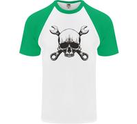 Spanner Skull Meccanico Auto Biker Moto Uomo S/S Maglietta Baseball