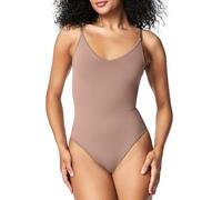 SPANX Donna Seamless Power High-Waisted Thong Shapewear Bodysuit, Cafe Au Lait, M