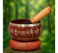 Spanzo Creation® Campana tibetana per meditazione, realizzata a mano in Nepal, per yoga, guarigione dei chakra, consapevolezza e sollievo dallo stress, con martello (battente)