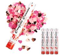 Spara Coriandoli Rosa RosyFate - 4 Cannoni Sparacoriandoli Cuore 40cm, Tubi di Carta, Popper, Bombe - per Matrimoni, Feste di Compleanno, Laurea