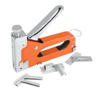 Sparachiodi Manuale Multifunzione 3 in 1 - Metallo Spillatrice e Graffettatrice per Legno con 600 Graffette Compatibile N.140/28/8 per Legno Pinzatrice Tappezzeria Decorazioni Mobili (Arancione)