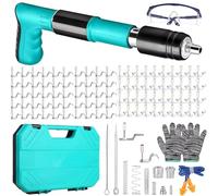 Sparachiodi,Pistola Sparachiodi,Portatile Nail Gun Regolabile,cinque velocità con 50 chiodi a morsetto tubi e 50 chiodi a gancio (7.3mm) cassetta degli attrezzi per fissare chiodi a parete (blu)