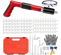 Sparachiodi,Pistola Sparachiodi,Portatile Nail Gun Regolabile,cinque velocità con 50 chiodi a morsetto tubi e 50 chiodi a gancio (7.3mm) cassetta degli attrezzi per fissare chiodi a parete (rosso)