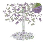 relaxdays Sparacoriandoli, Banconote, Altezza Pioggia 6-8 m, Compleanno, Soldi Finti, Cannone da 40 cm, Lilla/Verde, Ferro, 40 x 5 x 5 cm