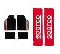 Sparco 03763Brs Set Tappeti, Rosso, Set Di 4 & Spc1204Rd Protezioni Per Cintura