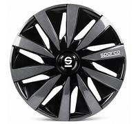 Sparco Copricerchi 13'' Universali Lazio Copri Ruota 4 Pezzi Nero Argento