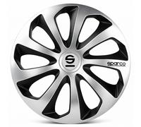 Sparco Copricerchi 15'' Universali Sicilia Copri Ruota 4 Pezzi Nero Argento