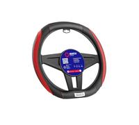 Sparco Coprivolante Base Piatta Nero e Rosso 35 cm | Design Sportivo Antiscivolo ed Ergonomico | Compatibile con Peugeot 208, 308, 508, 2008, 3008, 5008 | Installazione Rapida