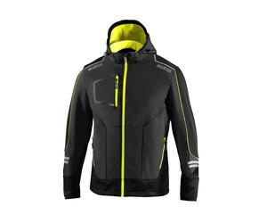 Sparco DC Tech Hooded full zip felpa con cappuccio grigio scuro/giallo fluo T.XL