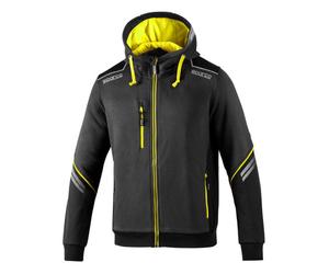 Sparco DC Tech Hooded full zip felpa con cappuccio grigio scuro/giallo fluo Tg.L