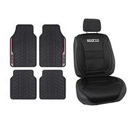 Sparco F507 Spcf507Rd Tappeto Intl, Pvc, Rosso & Spcs424Bk Schienale Per Sedile Anteriore Nero