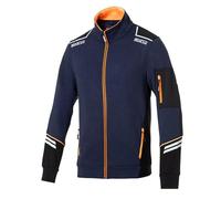 Sparco Felpa da Lavoro Alabama Tech Full Zip Uomo. Felpa tecnica con rinforzi anti-abrasione in cotone/poliestere 260g/m²con dettagli riflettenti per cantiere e officina Blu-Arancio 3XL