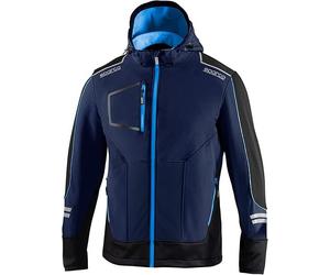 SPARCO GIUBOTTO GIACCA SOFT-SHELL TECNICO YORK BLU/AZZURRO CON CAPPUCCIO TASCHE