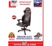 SPARCO ICON SEDIA POLTRONA UFFICIO COLORE PELLE RACING CALCIO GAMING NERA ROSSA
