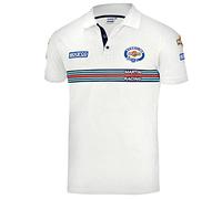 Polo in cotone piquet Sparco Martini Racing Patches, bianco