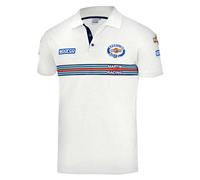 Polo in cotone piquet Sparco Martini Racing Patches, bianco