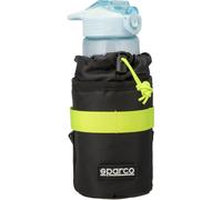 Sparco Porta borraccia giallo per bicicletta in microfibra con lamina di alluminio e tasca porta oggetti esterna