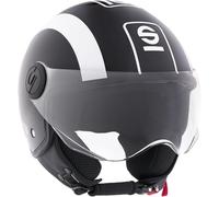 Sparco Riders Sp601, Moto Demi-Jet, Casco Scooter Omologato ECE 22.06, Peso & Dimensioni Ridotte per Città e Sottosella Unisex Adulto, Nero/Bianco, XL