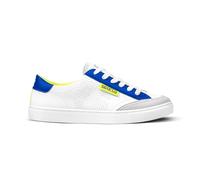 Sparco - S-Time Sneakers Unisex Smart Casual - Scarpe Tempo Libero - Tomaia in Pelle Sintetica - Comfort - Suola in Gomma- Calzature alla Moda - Bianco/Azzurro/Giallo Fluo - EU 44