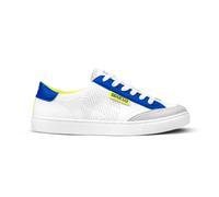 Sparco - S-Time Sneakers Unisex Smart Casual - Scarpe Tempo Libero - Tomaia in Pelle Sintetica - Comfort - Suola in Gomma- Calzature alla Moda - Bianco/Azzurro/Giallo Fluo - EU 44