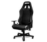 Sparco Sedia Ufficio Gaming Coach, Schienale Reclinabile 150°, Braccioli 2D, Supporto Lombare, Ecopelle, 60x60x100 cm (Fodera nera - Cuciture argento)