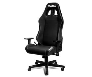 Sparco Sedia Ufficio Gaming Coach, Schienale Reclinabile 150°, Braccioli 2D, Supporto Lombare, Ecopelle, 60x60x100 cm (Fodera nera - Cuciture argento)