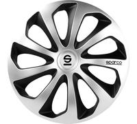 Sparco Set 4 copricerchi 14' pollici copriruota auto Lazio SPC1473SVBK argento nero