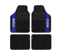 Sparco Set 4 tappetini neri e blu universali 2 anteriori con logo e 2 posteriori per auto in moquette