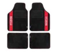 SPARCO Set 4 Tappetini Tappeti Auto in Moquette Rosso/Nero con Battitacco Univ.