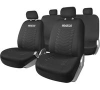 Sparco Set Completo Coprisedili Origin - Nero/Grigio - Universale - Design Sportivo - Compatibili con Airbag Laterali - Tessuto Resistente e Traspirante