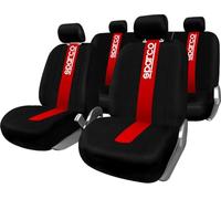 Sparco SPC1013 Set Coprisedili Anteriori/Posteriori, Classic, 100% Poliestere, Compatibile con Airbag, Rosso