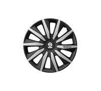 Sparco Set di 4 copricerchi da 16“. Modello Milano Nero/Argento. Design sportivo per i cerchi della sua auto. Costruzione robusta e durevole.