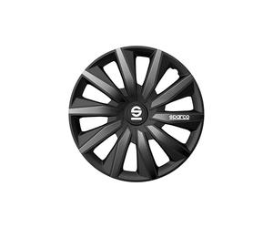 Sparco Set di 4 copricerchi da 16“. Modello Milano Nero/Grigio. Design sportivo per i cerchi della sua auto. Costruzione robusta e durevole.