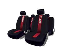 Sparco SPC1013 - Set Coprisedili Ant./Post. 100% Poliestere , Colore Nero/Rosso