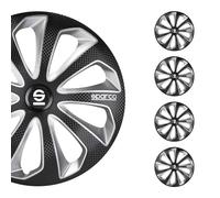 Sparco Spc1675Bksvc Set Copricerchi 4 Pezzi Sicilia 16 Pollici Nero/Argento/Carbono