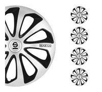 Sparco Spc1675Svbkc Set Copricerchi 4 Pezzi Sicilia 16 Pollici Argento/Nero/Carbono, Set Di 4
