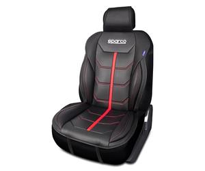 Sparco SPCS414RD Ferrara - Schienale Auto Universale, Nero/Rosso, 7 mm di Spessore in Sedile, 1 Pezzo